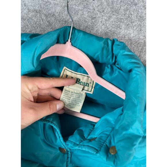 Vintage 70s LL Bean Puffer Vest Womens Large Blue Snap Up Goose Down Insulated - Picture 8 of 8